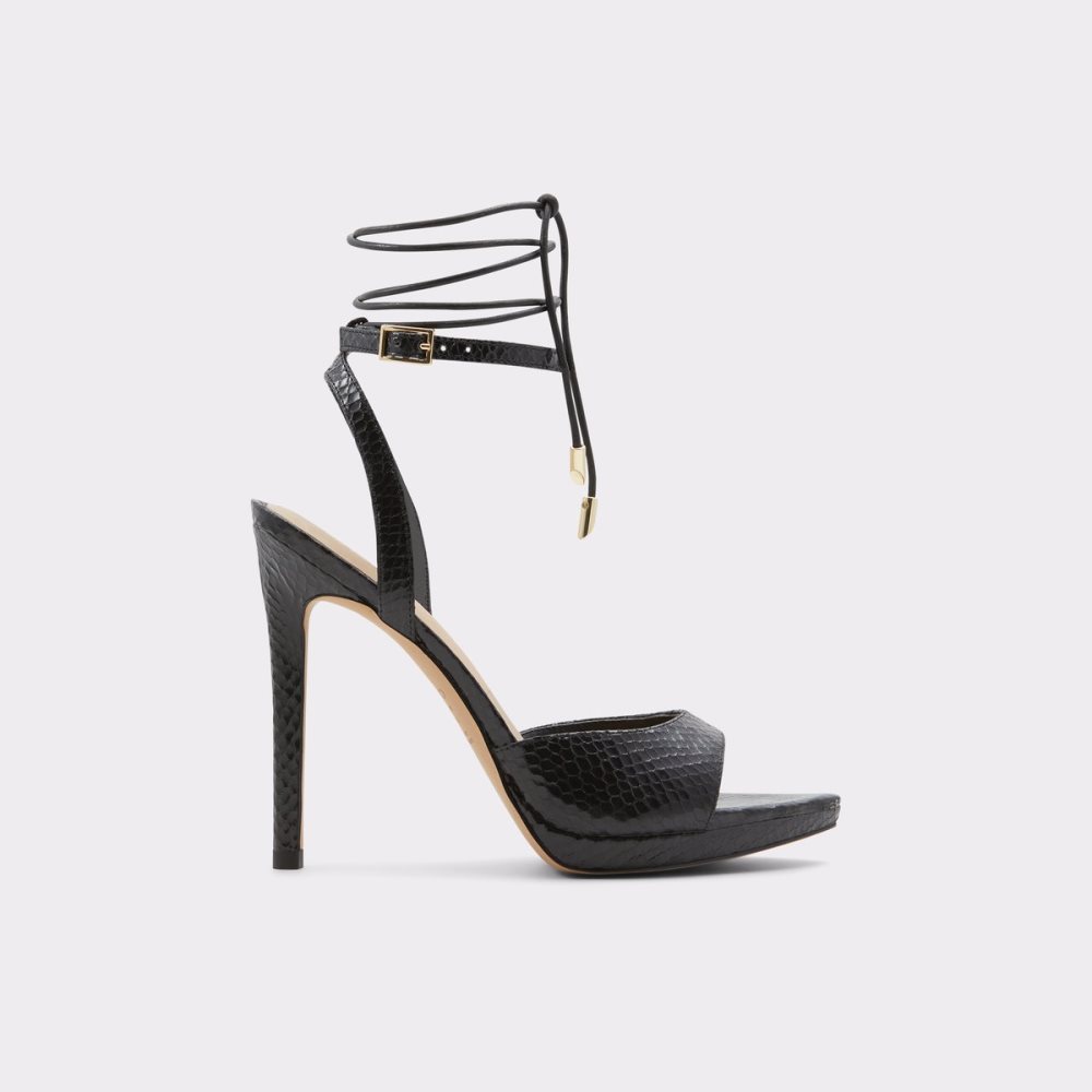 Zapatos Plataforma Aldo Docilla Tiras Tacón Sandal - Stiletto Negras | 0389645-XS